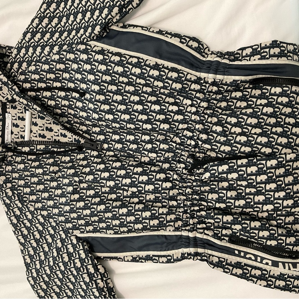 Dior Navy Blue Oblique Jacquard Hooded Mini Dress size 6